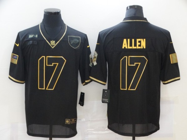 Men's Buffalo Bills #17 Josh Allen 2020 Black/Gold Salute To Service Limited Jersey