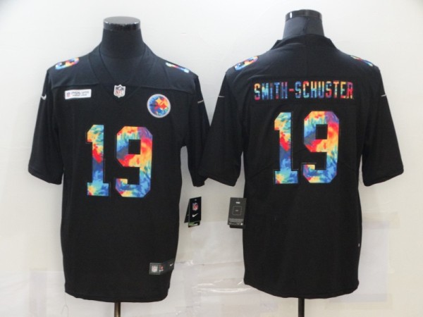 Men's Pittsburgh Steelers #19 JuJu Smith-Schuster Black Rainbow Limited Jersey