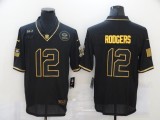 Men's Green Bay Packers #12 Aaron Rodgers 2020 Black/Gold Salute To Service Limited Jersey