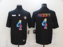 Men's Dallas Cowboys #4 Prescott Black Rainbow Limited Jersey