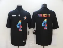 Men's Dallas Cowboys #4 Prescott Black Rainbow Limited Jersey