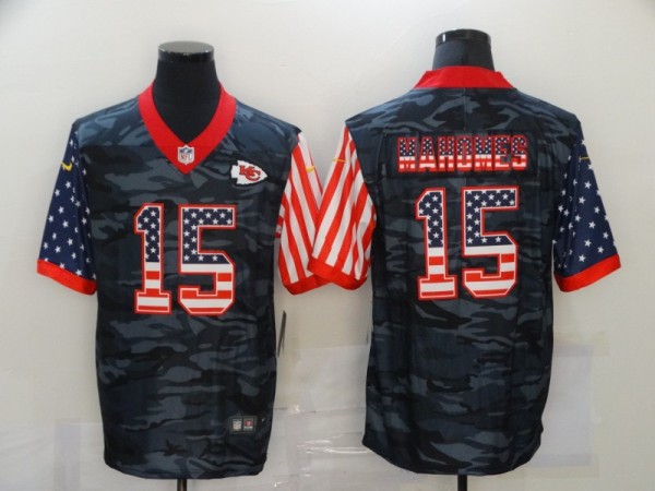 Men's Kansas City Chiefs #15 Patrick Mahomes 2020 Camo USA Flag Limited Jersey