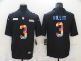 Men's Seattle Seahawks #3 Russell Wilson Black Rainbow Limited Jersey