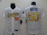 MLB Los Angeles Dodgers #50 Mookie Betts 2020 White Gold Flexbase Jersey
