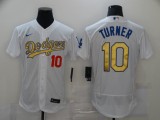 MLB Los Angeles Dodgers #10 Turner 2020 White Gold Flexbase Jersey