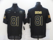 Men's Tampa Bay Buccaneers #81 Brown 2020 Black Salute To Service Limited Jersey