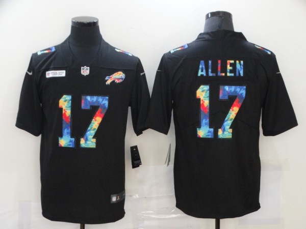 Men's Buffalo Bills #17 Josh Allen Black Rainbow Limited Jersey