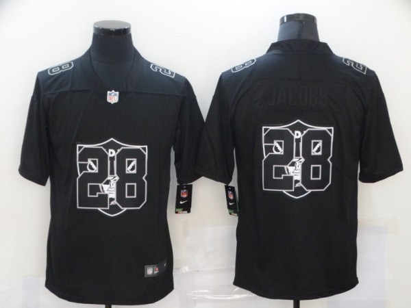 Men's Las Vegas Raiders #28 Josh Jacobs 2020 Black Shadow Logo Limited Jersey