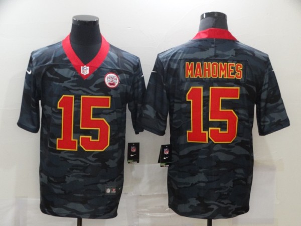 Men's Kansas City Chiefs #15 Patrick Mahomes 2020 Black Camo Limited Jersey