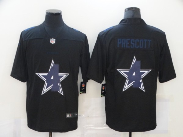 Men's Dallas Cowboys #4 Prescott Black Shadow Logo Limited Jersey