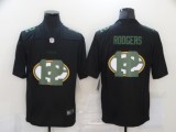 Men's Green Bay Packers #12 Aaron Rodgers Black Shadow Logo Limited Jersey