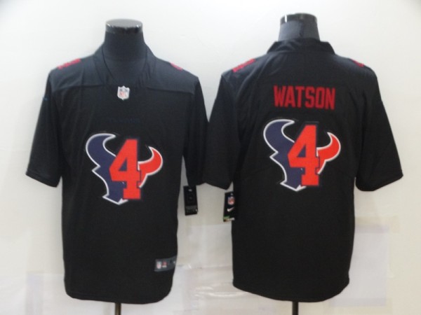 Men's Houston Texans #4 Deshaun Watson Black Shadow Logo Limited Jersey