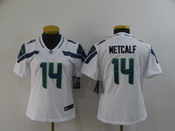 Women Seattle Seahawks #14 D.K. Metcalf White Vapor Untouchable Limited Jersey