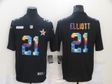 Men's Dallas Cowboys #21 Ezekiel Elliott Black Rainbow Limited Jersey