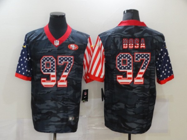 Men's San Francisco 49ers #97 Nick Bosa 2020 Camo USA Flag Limited Jersey