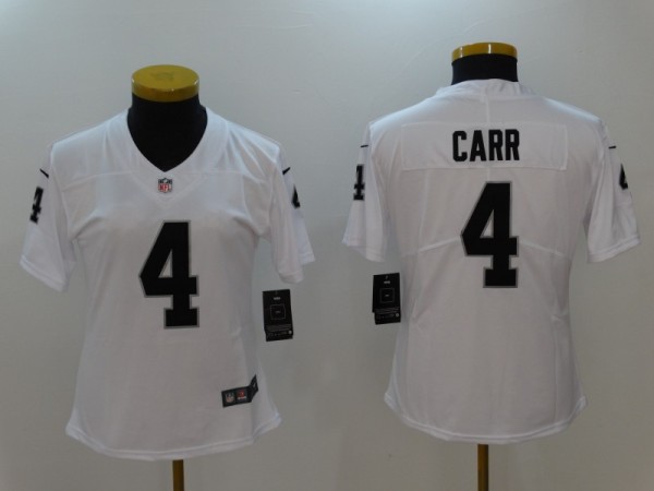 Women Oakland Raiders #4 Carr White Vapor Untouchable Limited Jersey