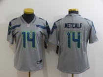 Women Seattle Seahawks #14 D.K. Metcalf Grey Vapor Untouchable Limited Jersey