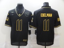 Men's New England Patriots #11 Edelman Black/Gold Salute To Service Limited Jersey