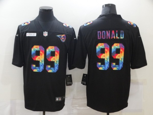 Men's Los Angeles Rams #99 Aaron Donald Black Rainbow Limited Jersey