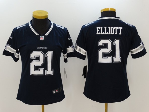 Women Dallas Cowboys #21 Ezekiel Elliott Blue Vapor Untouchable Limited Jersey