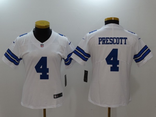 Women Dallas Cowboys #4 Prescott White Vapor Untouchable Limited Jersey