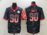 Men's Pittsburgh Steelers #90 T. J. Watt 2020 Camo USA Flag Limited Jersey