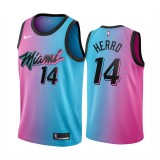 Men's Miami Heat #14 Tyler Herro 2021 Blue/Pink City Edition Vice Jersey