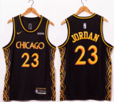 NBA Chicago Bulls #23 Jordan Black Motor City Edition No Little Plans Jersey