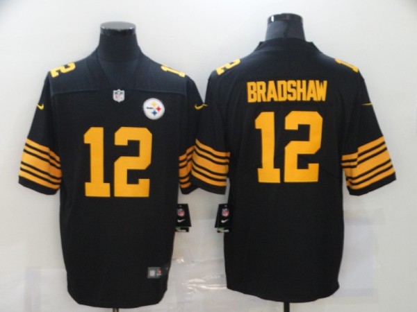 NFL Pittsburgh Steelers #12 Bradshaw Black Vapor Limited Jersey