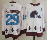 Men's Colorado Avalanche #29 Nathan MacKinnon 2020-21 White Reverse Retro Stitched Jersey