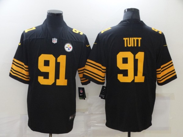 NFL Pittsburgh Steelers #91 Tuitt Black Color Rush Jersey