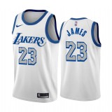 NBA  Los Angeles Lakers #23 LeBron James White City Edition 2020-21 New Blue Silver Logo Jersey