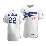 MLB Los Angeles Dodgers #22 Clayton Kershaw 2020 White World Series Champions Patch Jersey