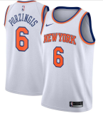 NBA New Yok Knicks White #6 Kristaps Porzingis Association Edition Swingman Jersey