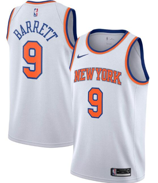 NBA New Yok Knicks White #9 R.J. Barrett Icon Edition Stitched Swingman Jersey