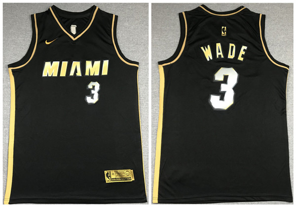 NBA Miami Heat #3 Dwyane Wade Black Gold Edition Vice Jersey