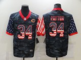 Men's Chicago Bears #34 Walter Payton 2020 Camo USA Flag Limited Jersey