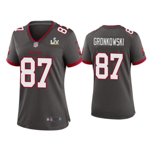 Women Tampa Bay Buccaneers #87 Rob Gronkowski Grey 2021 Super Bowl LV Limited Jersey