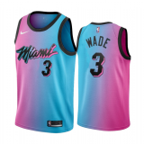 Men's Miami Heat #3 Wade 2021 Blue/Pink City Edition Vice Jersey