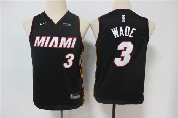 Youth NBA Miami Heat #3 Dwyane Wade Black Nike Jersey