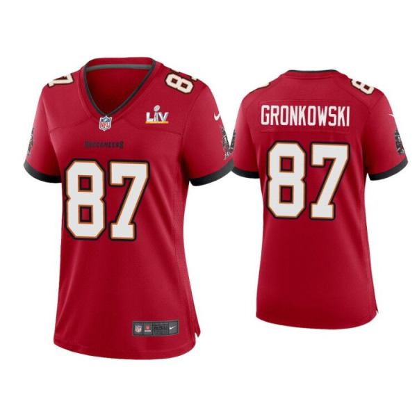 Women Tampa Bay Buccaneers #87 Rob Gronkowski Red 2021 Super Bowl LV Limited Jersey