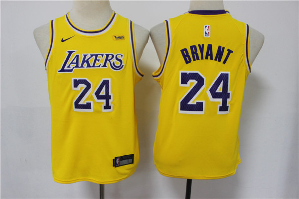 Youth NBA Los Angeles Lakers #24 Kobe Bryant Yellow Nike Jersey