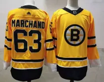 NHL Boston Bruins #63 Marchand 2020-21 Yellow Reverse Retro Stitched Jersey