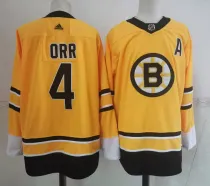 NHL Boston Bruins #4 Orr 2020-21 Yellow Reverse Retro Stitched Jersey