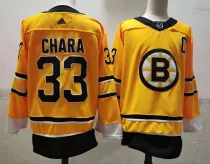 NHL Boston Bruins #33 Chara 2020-21 Yellow Reverse Retro Stitched Jersey