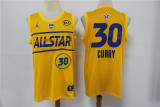 NBA Golden State Warriors 2021 All-Star #30 Stephen Curry Yellow Western Conference Jersey