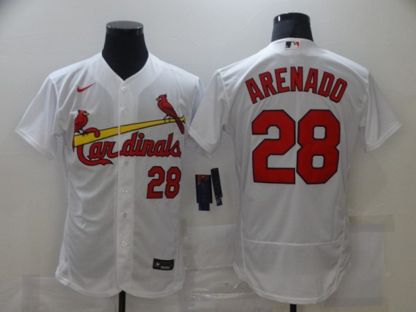 MLB St. Louis Cardinals #28 Nolan Arenado White Flex Base Elite Jersey