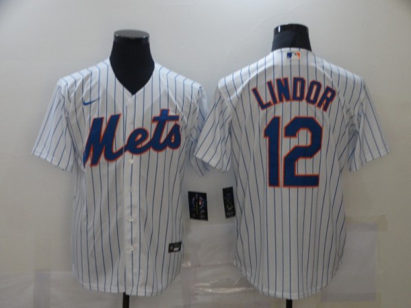 MLB New York Mets #12 Lindor White Game Nike Jersey