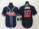 MLB Atlanta Braves #10 Jones Navy Blue Game Nike Jersey