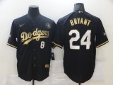 MLB Los Angeles Dodgers Front #8 Back #24 Kobe Bryant Black 2020 Gold World Series Jersey